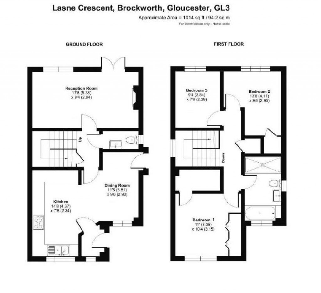 Floorplans For Lasne Crescent, Brockworth, Gloucester