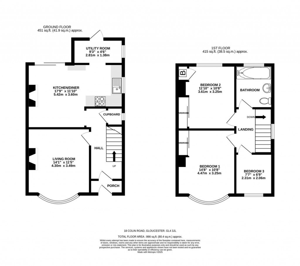 Floorplans For Colin Road, Barnwood, Gloucester